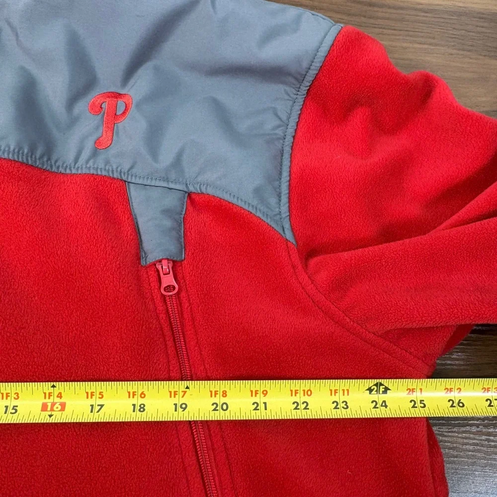 Majestic Philadelphia Phillies VintageFleece Jacket Men XL Red Grey Full Zip Y2K